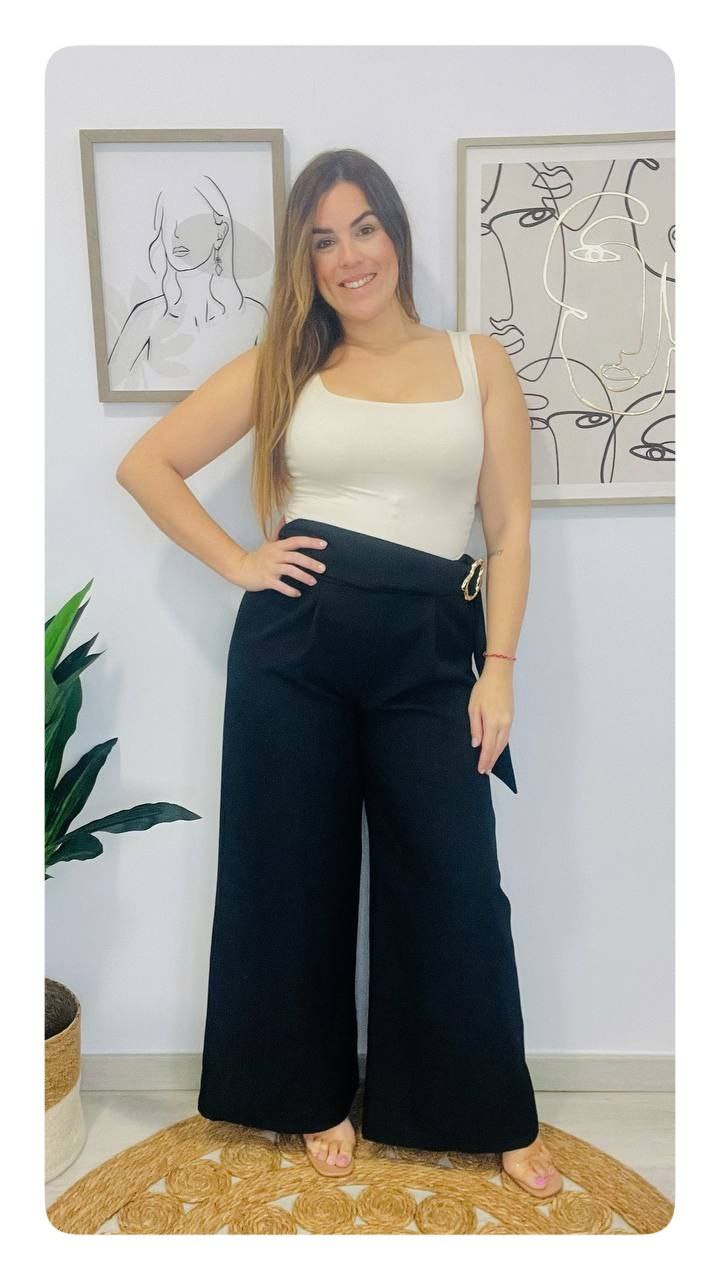 Pantalón palazo detalle Dorado