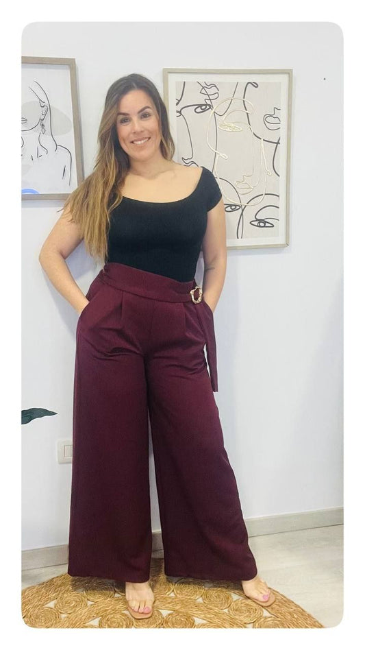 Pantalón palazo detalle Dorado